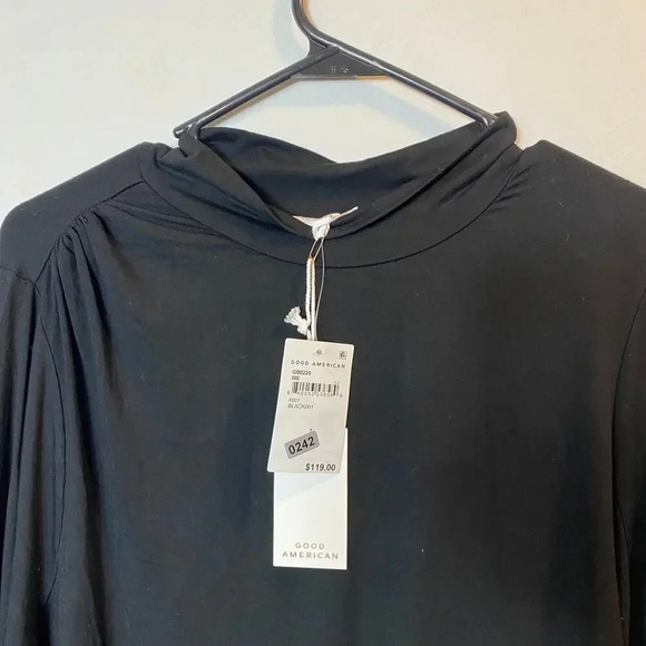 NWT Good American Ruched Side Turtleneck Bodysuit Long Sleeve Black Plus 4XL - Picture 4 of 7